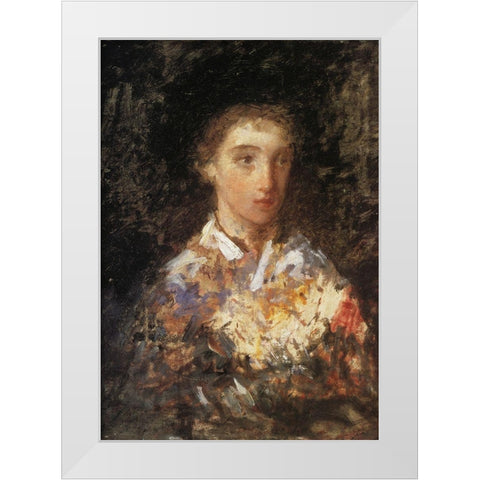 Head Of A Young Girl 1874 White Modern Wood Framed Art Print by Cassatt, Mary