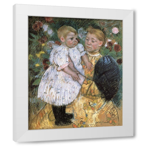 In The Garden 1893 White Modern Wood Framed Art Print by Cassatt, Mary