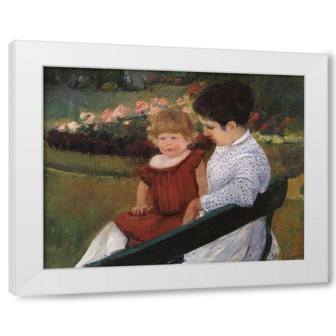In The Park 1894 White Modern Wood Framed Art Print by Cassatt, Mary