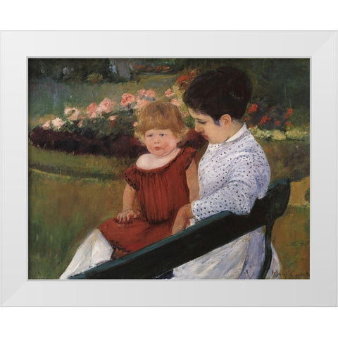In The Park 1894 White Modern Wood Framed Art Print by Cassatt, Mary