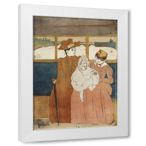 Interior Of A Tramway Passing A Bridge 1891 White Modern Wood Framed Art Print by Cassatt, Mary