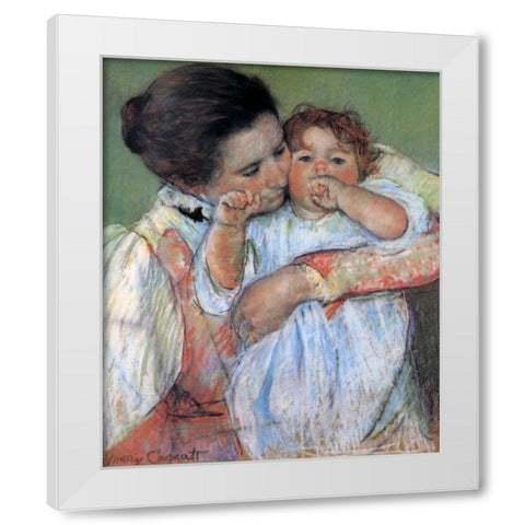 Little Anne Sucking Her Finger 1897 White Modern Wood Framed Art Print by Cassatt, Mary