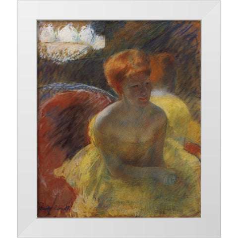 Lydia Leaning On Her Arms Seated In A Loge 1879 White Modern Wood Framed Art Print by Cassatt, Mary