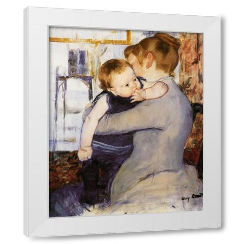 Mother And Child 1889 White Modern Wood Framed Art Print by Cassatt, Mary