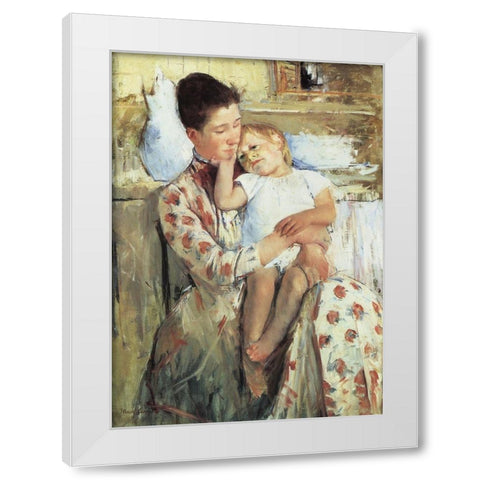 Mother And Child 1890 White Modern Wood Framed Art Print by Cassatt, Mary