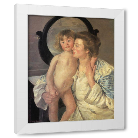 Mother And Child 1899 White Modern Wood Framed Art Print by Cassatt, Mary