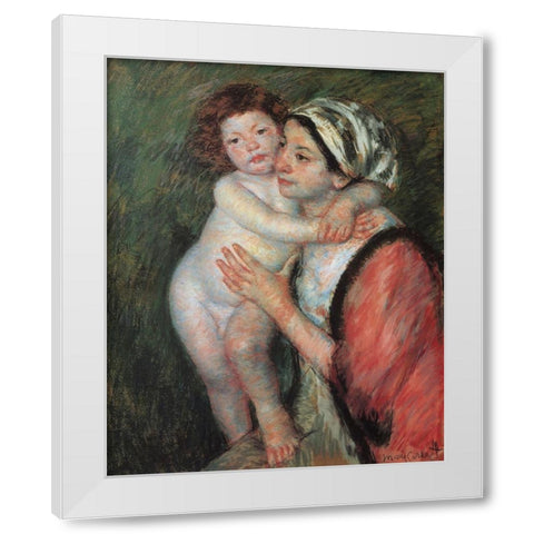 Mother And Child 1914 White Modern Wood Framed Art Print by Cassatt, Mary