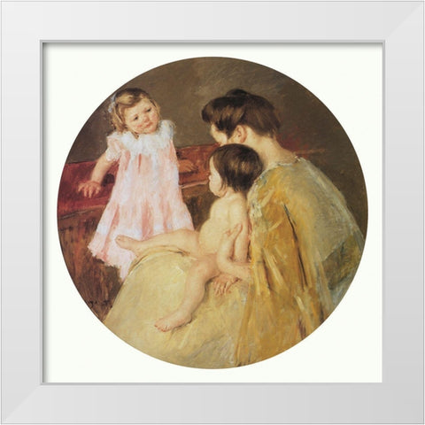 Mother And Two Children Mural For Capitol Bldg PA 1905 White Modern Wood Framed Art Print by Cassatt, Mary