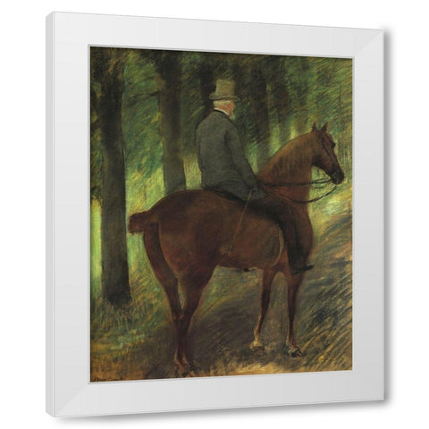 Mr Robert S On Horseback 1885 White Modern Wood Framed Art Print by Cassatt, Mary
