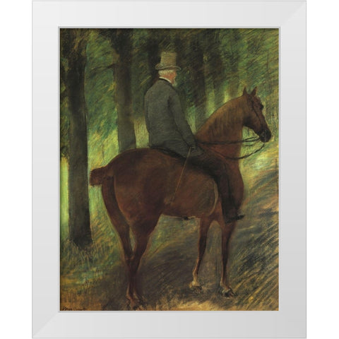 Mr Robert S On Horseback 1885 White Modern Wood Framed Art Print by Cassatt, Mary