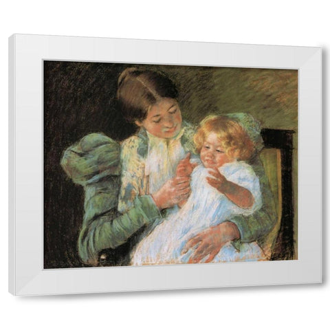 Pattycake 1897 White Modern Wood Framed Art Print by Cassatt, Mary