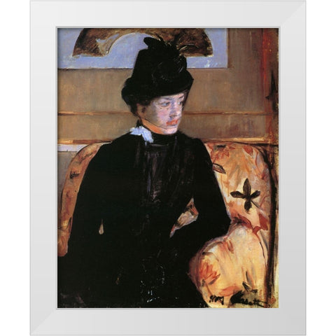 Portrait Of A Young Woman In Black 1883 White Modern Wood Framed Art Print by Cassatt, Mary