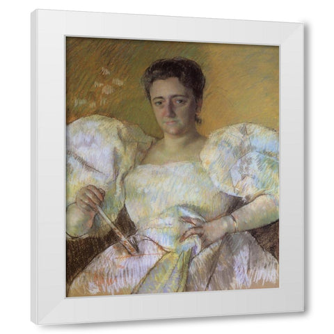 Portrait Of Mrs H O Havemeyer 1896 White Modern Wood Framed Art Print by Cassatt, Mary