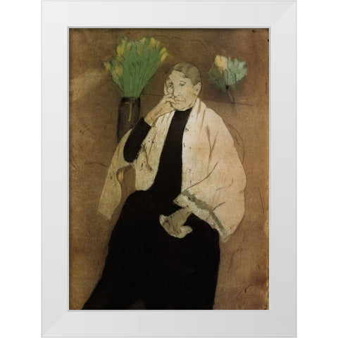 Portrait Of The Artists Mother 1890 White Modern Wood Framed Art Print by Cassatt, Mary