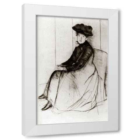 Reflection 1889 White Modern Wood Framed Art Print by Cassatt, Mary