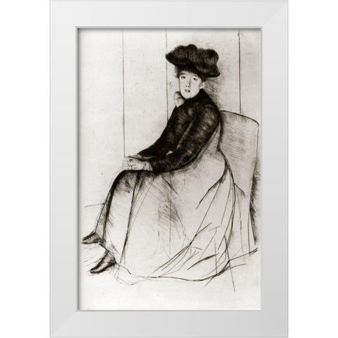 Reflection 1889 White Modern Wood Framed Art Print by Cassatt, Mary