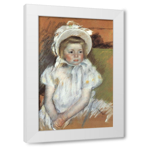 Simone In A White Bonnet 1901 White Modern Wood Framed Art Print by Cassatt, Mary