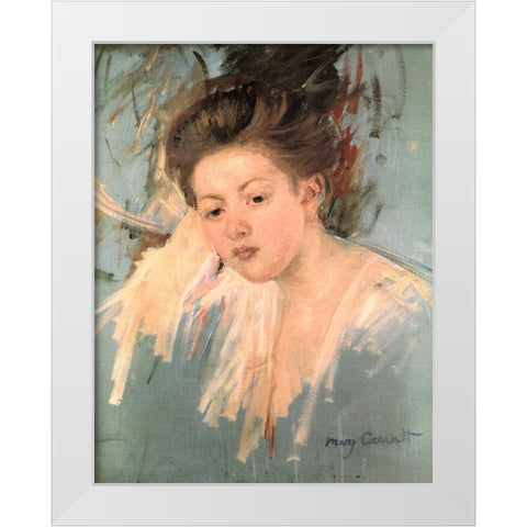 Sketch For Denise At Her Dressing Table 1909 White Modern Wood Framed Art Print by Cassatt, Mary