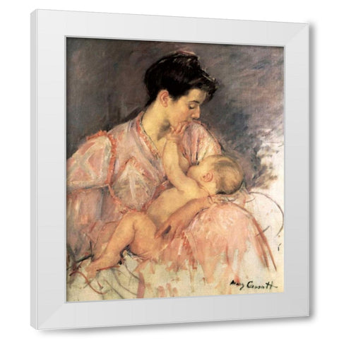 Sketch For Mother Jeanne Nursing Her Baby 1906 White Modern Wood Framed Art Print by Cassatt, Mary