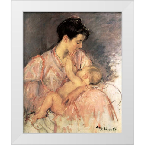 Sketch For Mother Jeanne Nursing Her Baby 1906 White Modern Wood Framed Art Print by Cassatt, Mary
