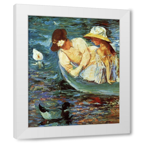 Summertime 1894 White Modern Wood Framed Art Print by Cassatt, Mary