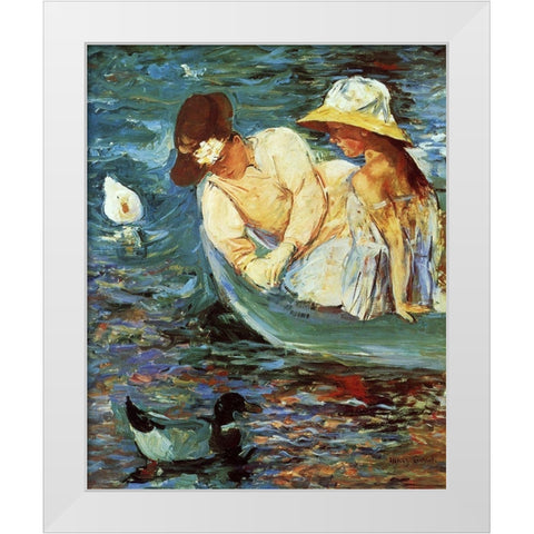 Summertime 1894 White Modern Wood Framed Art Print by Cassatt, Mary