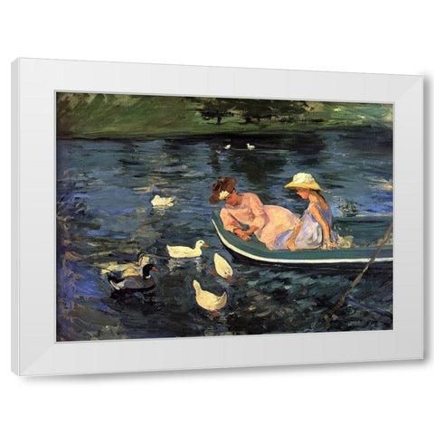 Summertime II 1894 White Modern Wood Framed Art Print by Cassatt, Mary