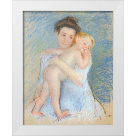 Tendresse Maternelle 1908 White Modern Wood Framed Art Print by Cassatt, Mary