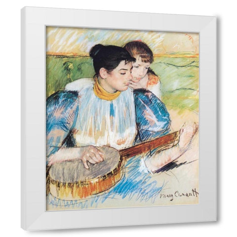 The Banjo Lesson, 1894 White Modern Wood Framed Art Print by Cassatt, Mary