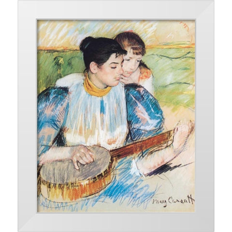 The Banjo Lesson, 1894 White Modern Wood Framed Art Print by Cassatt, Mary