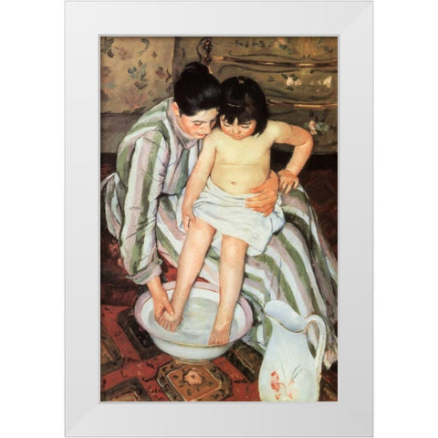The Bath 1892 White Modern Wood Framed Art Print by Cassatt, Mary