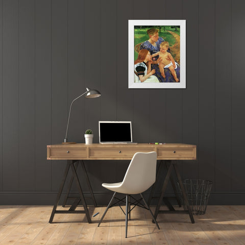 The Family 1892 White Modern Wood Framed Art Print by Cassatt, Mary