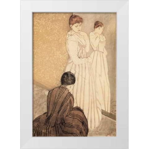 The Fitting 1891 White Modern Wood Framed Art Print by Cassatt, Mary