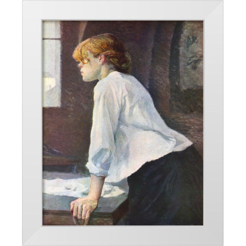 The Laundress 1889 White Modern Wood Framed Art Print by Cassatt, Mary