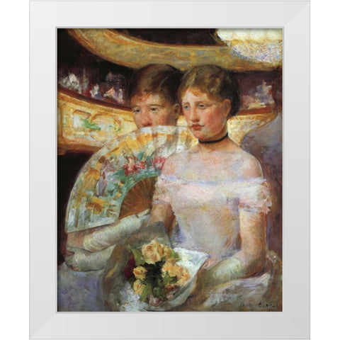 The Loge 1882 White Modern Wood Framed Art Print by Cassatt, Mary