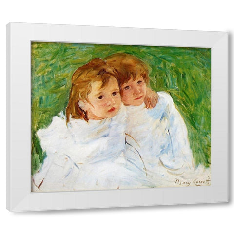 The Sisters 1885 White Modern Wood Framed Art Print by Cassatt, Mary