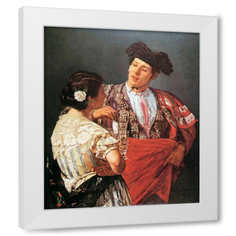 Torrero And Young Girl 1873 White Modern Wood Framed Art Print by Cassatt, Mary