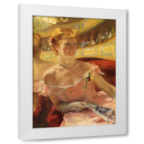 Woman In A Loge 1879 White Modern Wood Framed Art Print by Cassatt, Mary