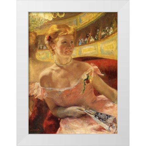 Woman In A Loge 1879 White Modern Wood Framed Art Print by Cassatt, Mary