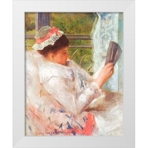 Woman Reading-Lydia 1878 White Modern Wood Framed Art Print by Cassatt, Mary