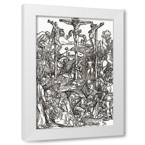 Calvary White Modern Wood Framed Art Print by Durer, Albrecht