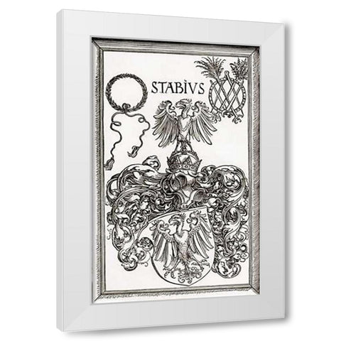 Coat Of Arms Of Johann Stabius White Modern Wood Framed Art Print by Durer, Albrecht