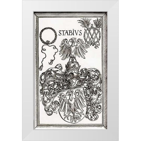 Coat Of Arms Of Johann Stabius White Modern Wood Framed Art Print by Durer, Albrecht