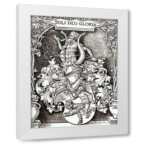 Coat Of Arms Of Johann Tscherte White Modern Wood Framed Art Print by Durer, Albrecht