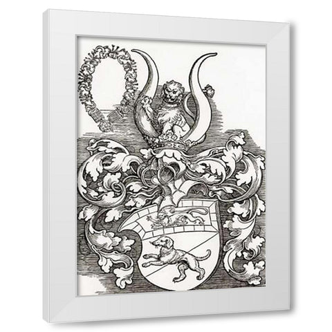 Coat Of Arms Of Lorenz Staiber White Modern Wood Framed Art Print by Durer, Albrecht