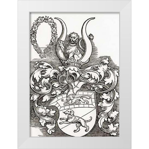 Coat Of Arms Of Lorenz Staiber White Modern Wood Framed Art Print by Durer, Albrecht