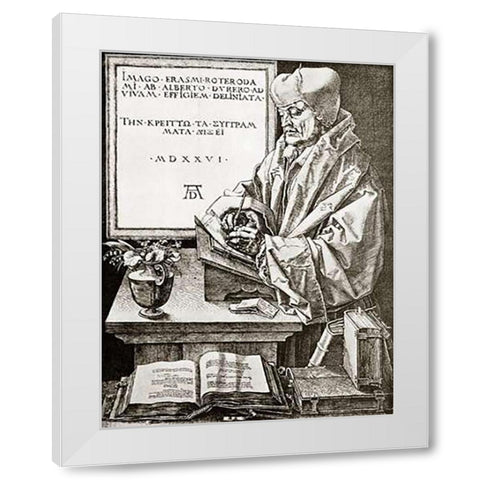 Erasmus Of Rotterdam White Modern Wood Framed Art Print by Durer, Albrecht
