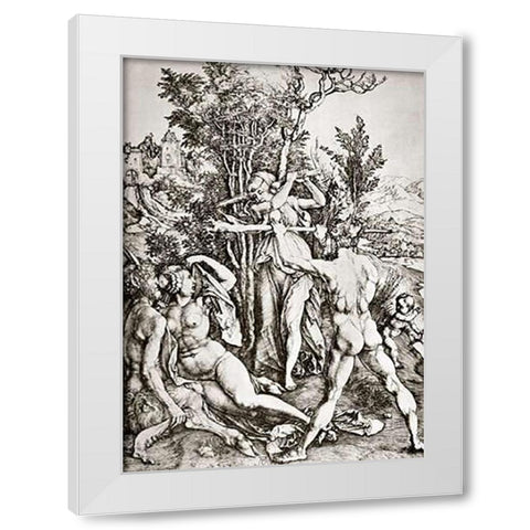 Hercules 2 White Modern Wood Framed Art Print by Durer, Albrecht
