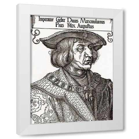 Portrait Of The Emperor Maximilian White Modern Wood Framed Art Print by Durer, Albrecht