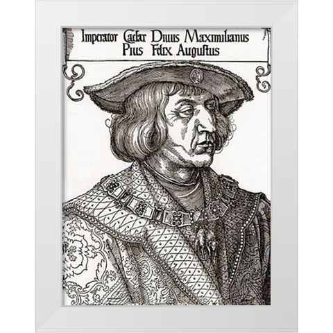 Portrait Of The Emperor Maximilian White Modern Wood Framed Art Print by Durer, Albrecht